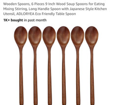 Wooden Spoons, 6 Pieces Wood Soup Spoons for Eating Mixing Stirring Cooking - $21.66