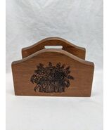 Vintage Wooden Carved Flower Napkin Holder 6 1/2&quot; X 3 1/4&quot; X 5&quot; - €10,78 EUR