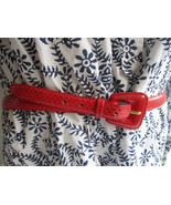 Pink Red Genuine Snakeskin Belt and Buckle Womens Size Large Vintage Tai... - £18.85 GBP