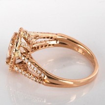 1.83 TCW Oval Peach Morganite Diamond Engagement Ring 14k Rose Gold - £1,244.95 GBP