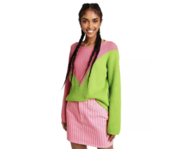 Victor Glemaud x Target Women&#39;s Crewneck Pullover Sweater Pink/Green S SMALL - £14.78 GBP