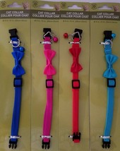 Cat Collars Spandex Quick-Release Buckle Adjustable Bell &amp; Bow S20, Select Color - £2.39 GBP
