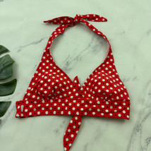 Captiva Womens Bikini Top Size S Red White Dots Triangle Halter Swim - £15.54 GBP