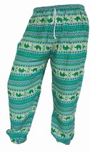 FZH053 elephant turquoise Casual trousers cotton Flexsize S-L pant - $17.99