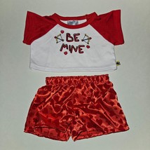 BABW Build A Bear Valentine&#39;s Day Outfit Be Mine Red White Hearts Shirt Shorts - £12.51 GBP