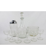 Barware, Cocktail Shaker, Decanter, Ice Bucket, 6 Glasses, Vintage Match... - $68.55