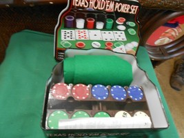 NIB- Tin Box Texas Hold&#39;em Poker Set - £11.44 GBP