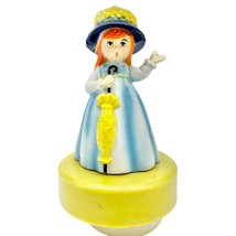 Music Box 7 inch Girl in Blue Dress with Yellow Umbrella - £10.82 GBP
