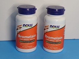 2 Bottles Now Bromelain 2400 GDU/g 500 mg 60 Veg Capsules Each 2/2026 (k) - $29.69
