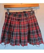 Vtg 90s Y2k Plaid School Girl Mini Skirt Tartan Red Clueless Distressed ... - £13.26 GBP