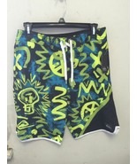 QUIKSILVER BOY&#39;S SWIMWEAR BOARD SHORTS TRUNKS SIZES 23-30 BLACK NEON BLUE - $341.93 MXN