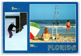 Snow Shoveling vs Beach Fishing You Me Humor FL Postcard - $5.95