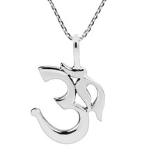 Sacred Prayer Sign Mystic Om or Aum .925 Silver Necklace - £22.21 GBP