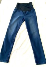 Isabel Maternity Jeans Blue Skinny Leg Size 12 27 Inseam Crossover Panel Stretch - £11.51 GBP