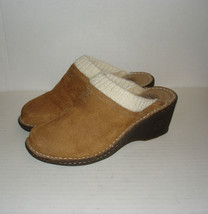 UGG Australia Women&#39;s Camel Suede Leather Shearling Wedge Clogs 7 US / 38 EUR - £20.08 GBP