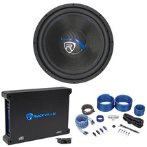 Rockville K5 W15K5S2 15&quot; 2000w 2 Ohm Car Audio Subwoofer+Mono Amplifier+Amp Kit - £307.60 GBP