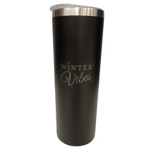 Winter Vibes with Tiny Snowflakes Black 20oz Skinny Tumbler LA5003 - $19.99