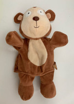 Momo monkey plush cartoon full body hand puppet tan brown plastic nose - £15.56 GBP