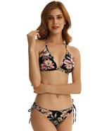 Women Halter String Triangle Bikini Sets Mid Waisted Two Piece Push Up  ... - £12.93 GBP