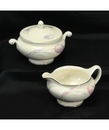 Homer Laughlin Eggshell Nautilus Tulip Cream Pitcher and Sugar Bowl with... - $14.69