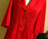 Women&#39;s Red Bat Wing Ambition Medium Button Gathered Waist Coat Polka Do... - $5.89