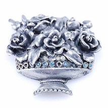 Vintage RETRO Pin Brooch Le Blanc Pot Metal Floral 1950S - £37.16 GBP