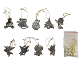 Lot 9x Mini Metal Flat Christmas Ornament &amp; 8x Dangle Teardrops Angel Be... - $9.50