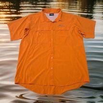 Grundéns Button Up Short Sleeve Fishing Shirt Mens Size XL Orange Outdoo... - $21.78