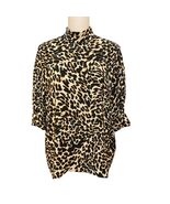 Cheetah Leopard Blouse Animal Print Top Mock Neck 3/4 Sleeve Zara Size S... - $330.49 MXN