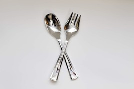 Plastic Silver Disposable Large Fork and Spoon Serving Set - £14.38 GBP