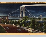 Notte Riverside Guida Washington Ponte New York Città Ny Nyc Lino Cartol... - $5.08