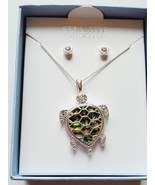 Essential Designs Earring &amp; Necklace Set Silver Turtle Necklace &amp; CZ Studs - $23.81 CAD