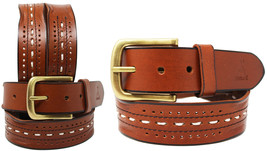 Genuine Leather Casual Belt 1.5&quot; Wide Brown 12CA005BR - $411.08 MXN