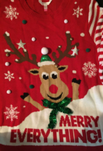 Christmas sweater size XL women New With Tags red with reindeer &amp; bells - $11.08