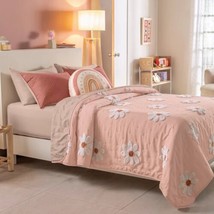 Spring Flowers Embroidery Reversible Comforter Set 3 Pcs Twin Size - £92.47 GBP