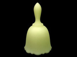 Satin Custard Glass Bell, Scalloped Rim, Opaque Yellow, Vintage Art Glass - £11.71 GBP