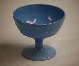 Old Vintage Moderntone Hazel Atlas Pastel Blue Footed Ribbed Sherbet Milk Glass - £10.31 GBP