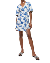 H&amp;M Wrap Dress Tropical Womens Medium NEW Blue &amp; White 100% Cotton Summe... - £21.97 GBP