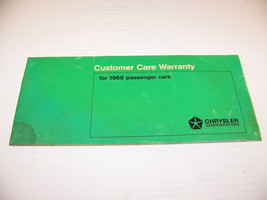 CUSTOMER CARE WARRANTY FOR 1968 PASSENGER CARS CHRYSLER CORP BOOKLET - $17.96