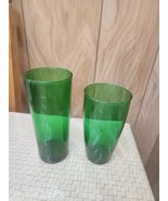  Anchor Hocking Green Tea and Juice Glasses Mixed Sizes Set of 2 Vintage - $16.99