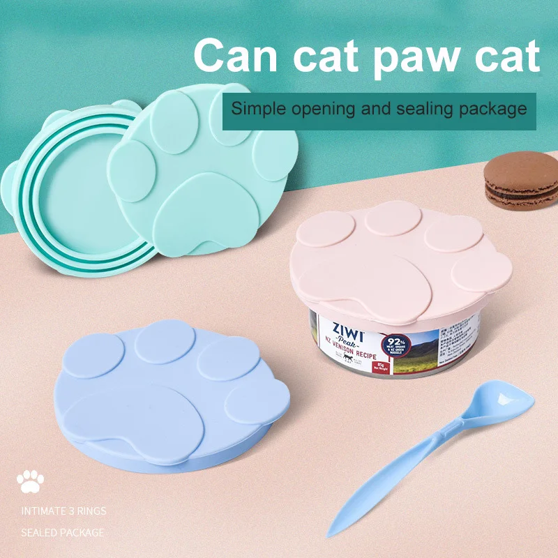 House Home Portable Silicone Dog Cat Canned Lid 2-in-1Food Sealer Spoon Pet Food - £20.10 GBP