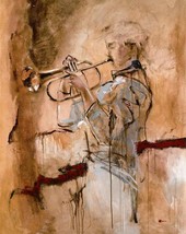 Joarez &quot;Deep Breath&quot; S/N LE Giclee Canvas Trumpet Musical instrument orchestra - £515.63 GBP