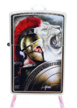Spartan Warrior &amp; Lion by Mazzi Authentic Zippo Lighter Street Chrome 49... - £22.11 GBP