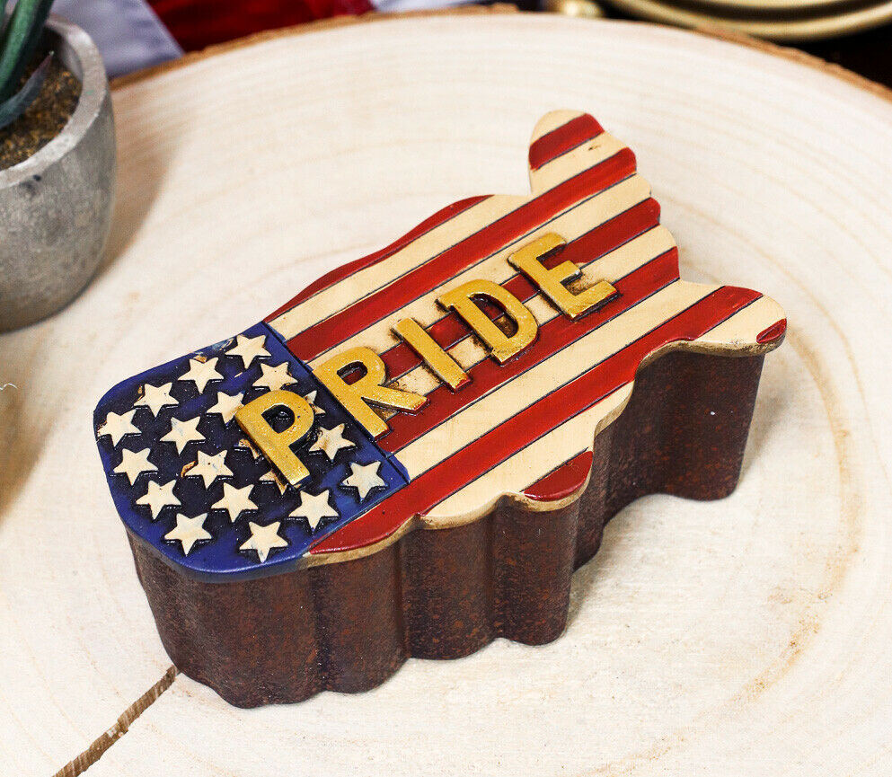 Western Country Patriotic US American Flag Map Memorial Decorative Jewel... - $20.99