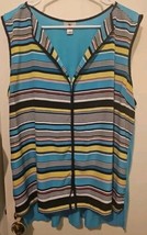 Worthington Top Size XL Womens Satin Striped Sleeveless Pullover Multicolor - $14.85