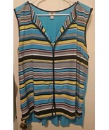 Worthington Top Size XL Womens Satin Striped Sleeveless Pullover Multicolor - £11.67 GBP