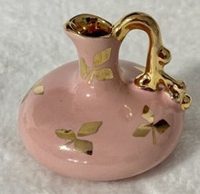 Vintage Rose Gold Pink Le Pere Pottery Miniature Pitcher Bud Vase Mid-Ce... - £15.53 GBP