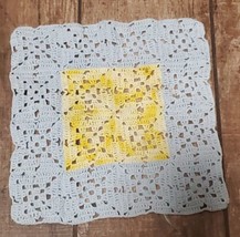 Crochet Doily Blue And Yellow 9&quot; X 9&quot; - £3.96 GBP