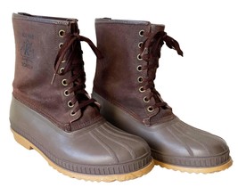 Sorel Ice Pac Brown Leather &amp; Rubber Lace-Up Wool Liner Winter Boots - Men&#39;s 11 - £42.33 GBP