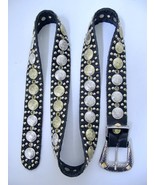 Vintage 80s Sandcastle New York Rock n Roll Studded Medallion Black Leat... - $82.27 CAD